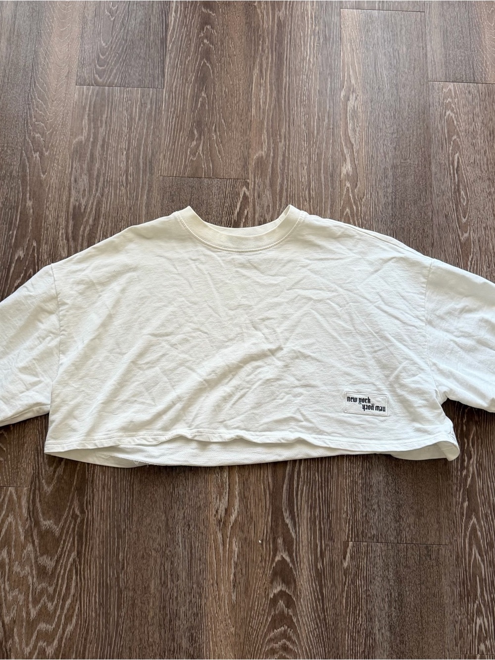Forever 21 Cream Cropped Graphic Tee